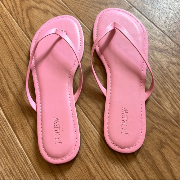 J Crew Pink Leather flip flops size 9 - Picture 2 of 3